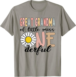 Great Grandma of Little Miss Onederful First Bday Daisy T-Shirt - T-Shirt | Sand