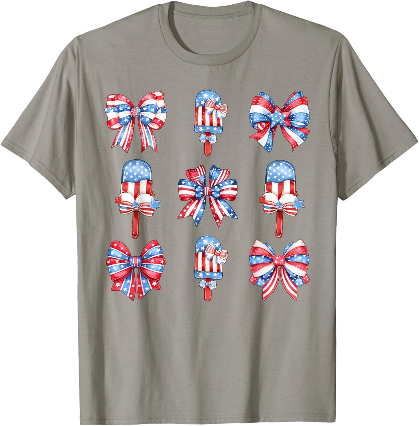 4th of July Cute Popsicle Bows Patriotic Women Kids T-Shirt - T-Shirt | Sand