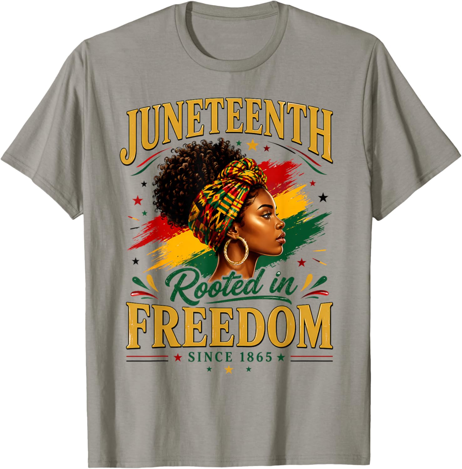 Juneteenth Rooted in Freedom Since 1865 Black Women Afro T-Shirt - T-Shirt | Sand