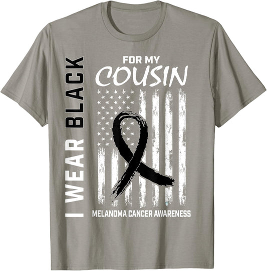 Skin Cancer Cousin Melanoma Cancer Awareness Flag Products T-Shirt - T-Shirt | Sand
