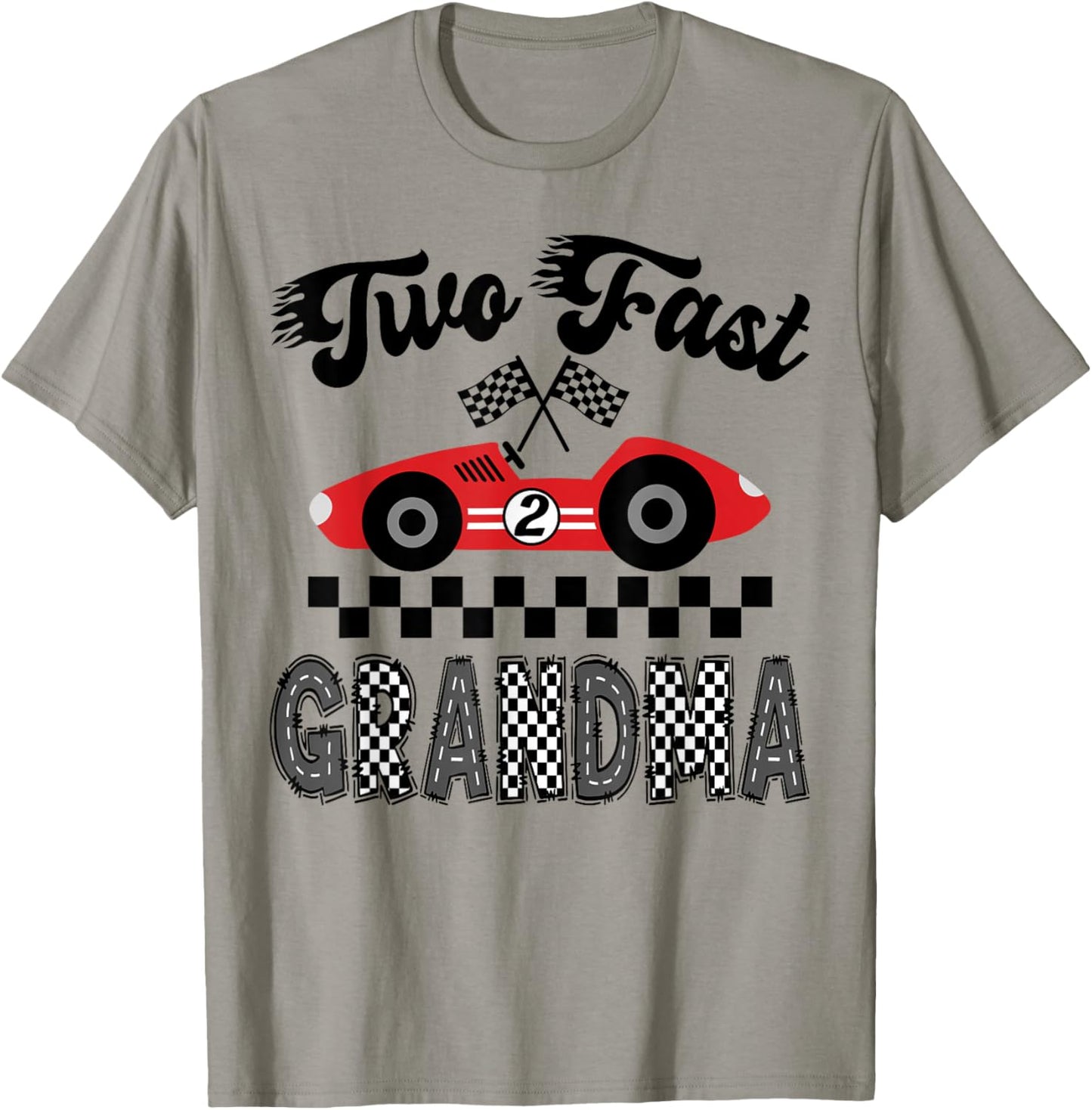 Two Fast Grandma of The Birthday Boy Racing Car Matching T-Shirt - T-Shirt | Sand