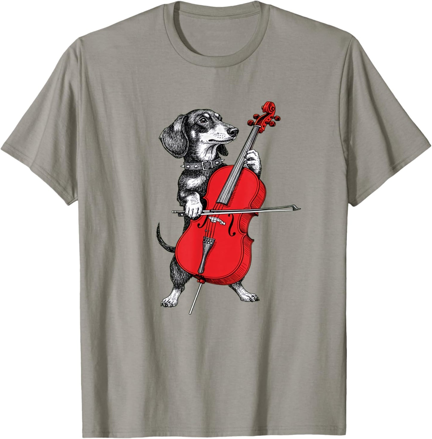 Dachshund Weenie Playing Cello Musician Player T-Shirt - T-Shirt | Sand