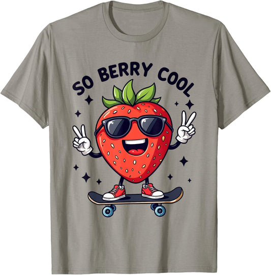So Berry Cool Fruit Lover Strawberry Season For Kids Boys T-Shirt - T-Shirt | Sand
