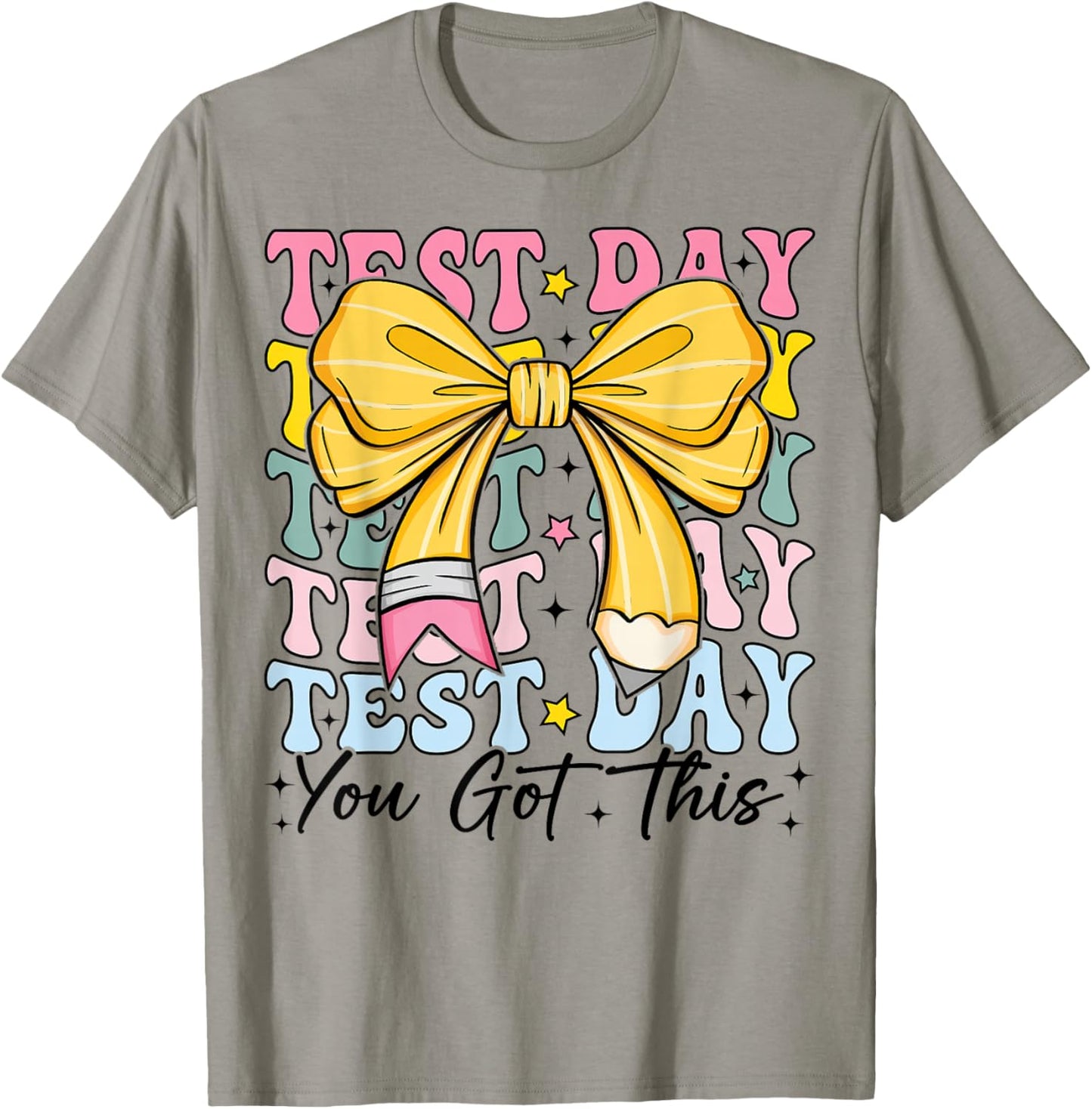 Test Day You Got This Coquette Bow Teacher Testing Day Girls T-Shirt - T-Shirt | Sand