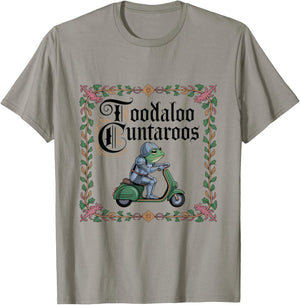 Toodaloo Cuntaroos Knight Frog On Scooter Humor T-Shirt - T-Shirt | Sand