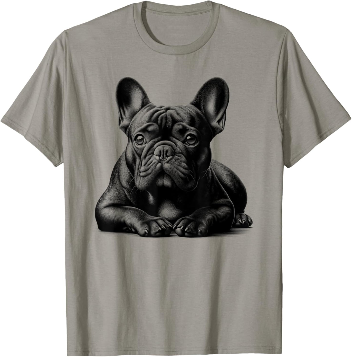 Cute French Bulldog in Lying Pose T-Shirt - T-Shirt | Sand