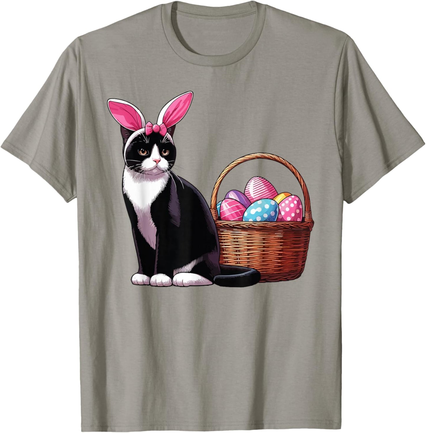 Cat Ears Bunny Eggs Funny Easter Day Cute Cat Lovers Costume Women Kids T-Shirt - T-Shirt | Sand