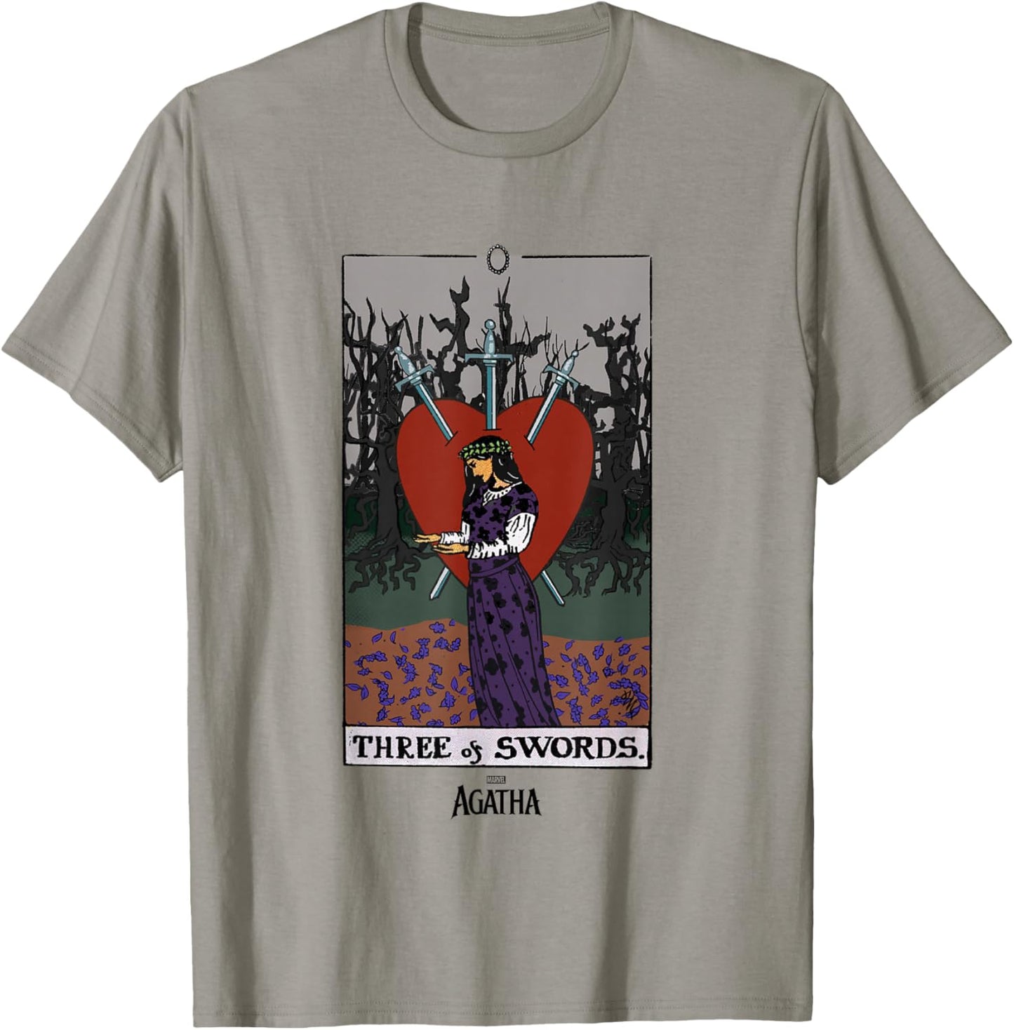 Marvel Agatha All Along Three of Swords Vintage Tarot T-Shirt - T-Shirt | Sand