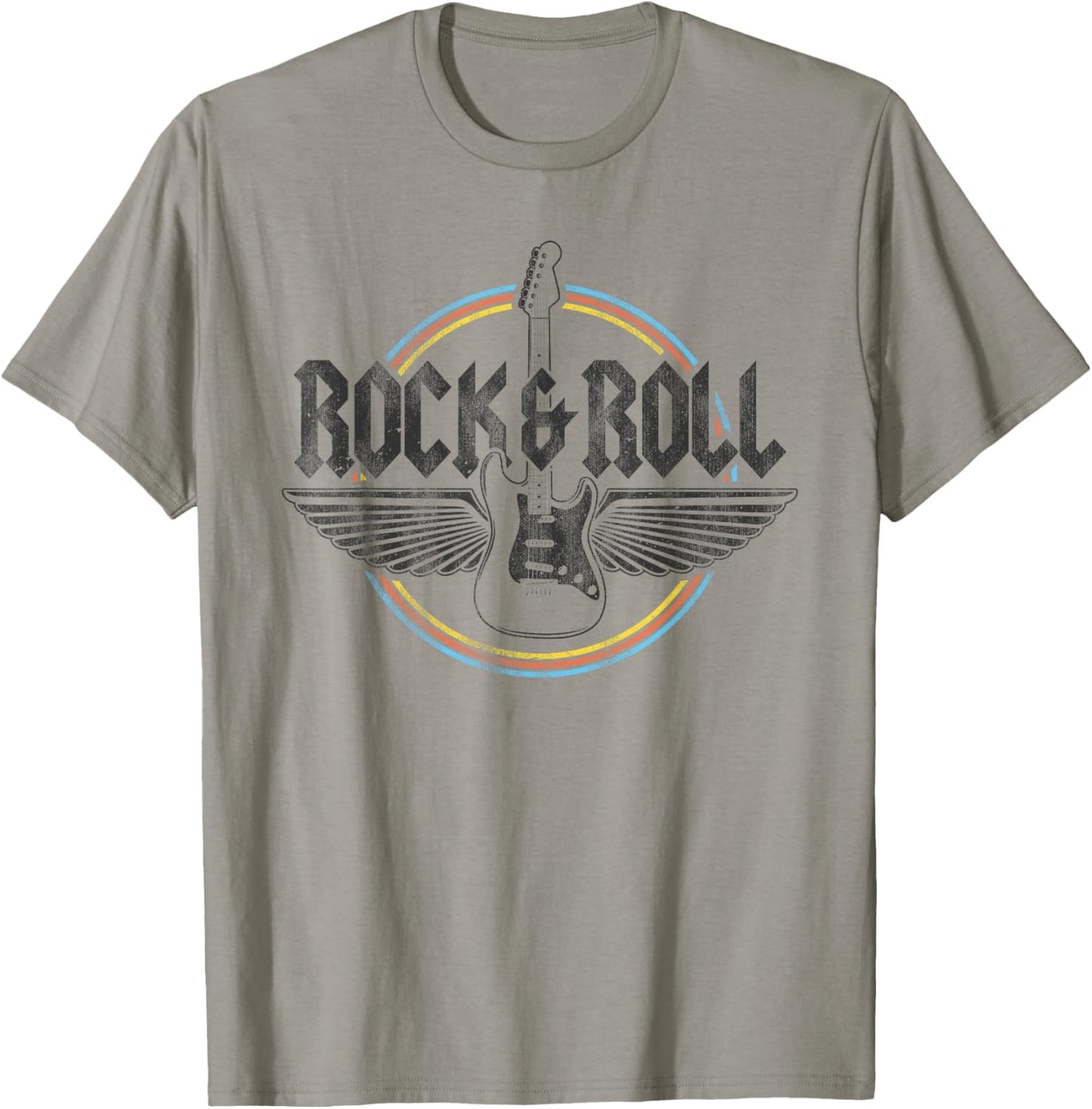 Retro Vintage Rock & Roll Guitar Wings Music Concert Band T-Shirt - T-Shirt | Sand