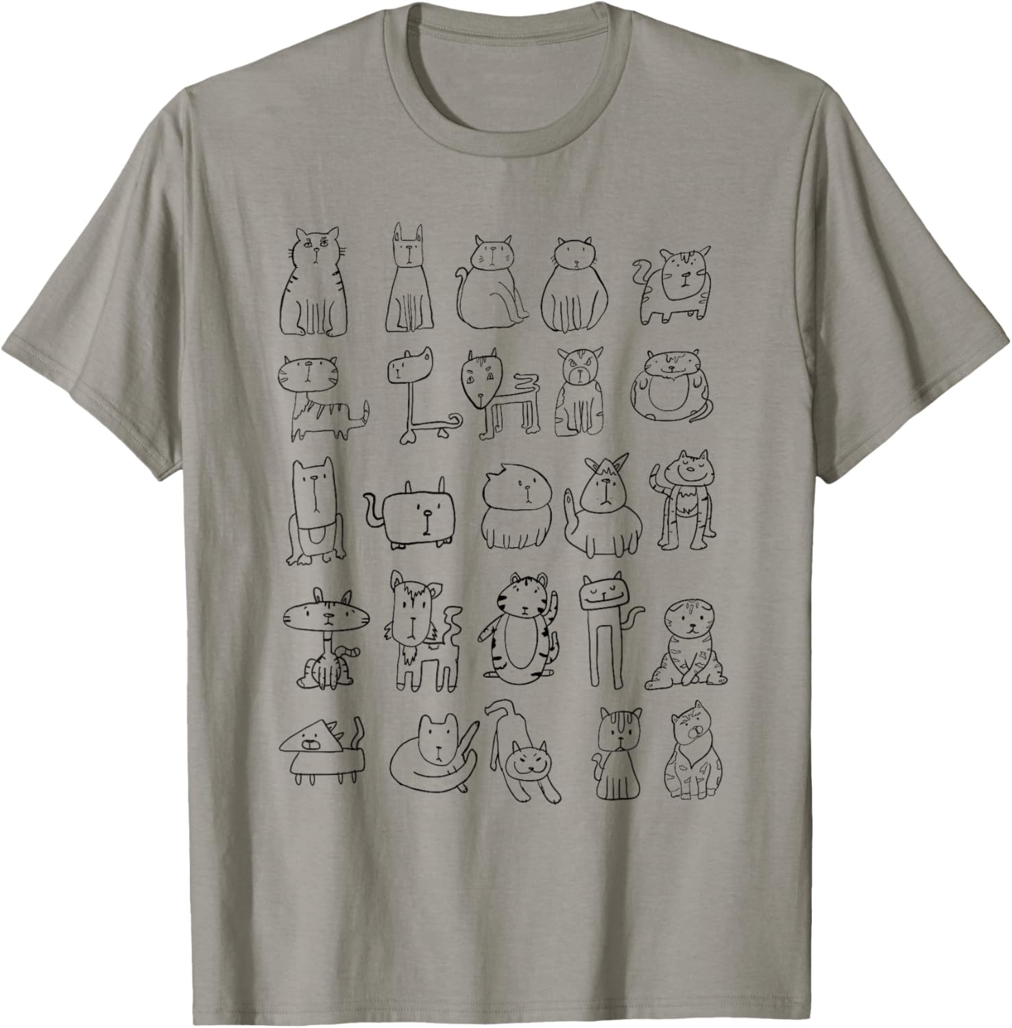 A Kitty Collection Of Cat Doodles T-Shirt - T-Shirt | Sand