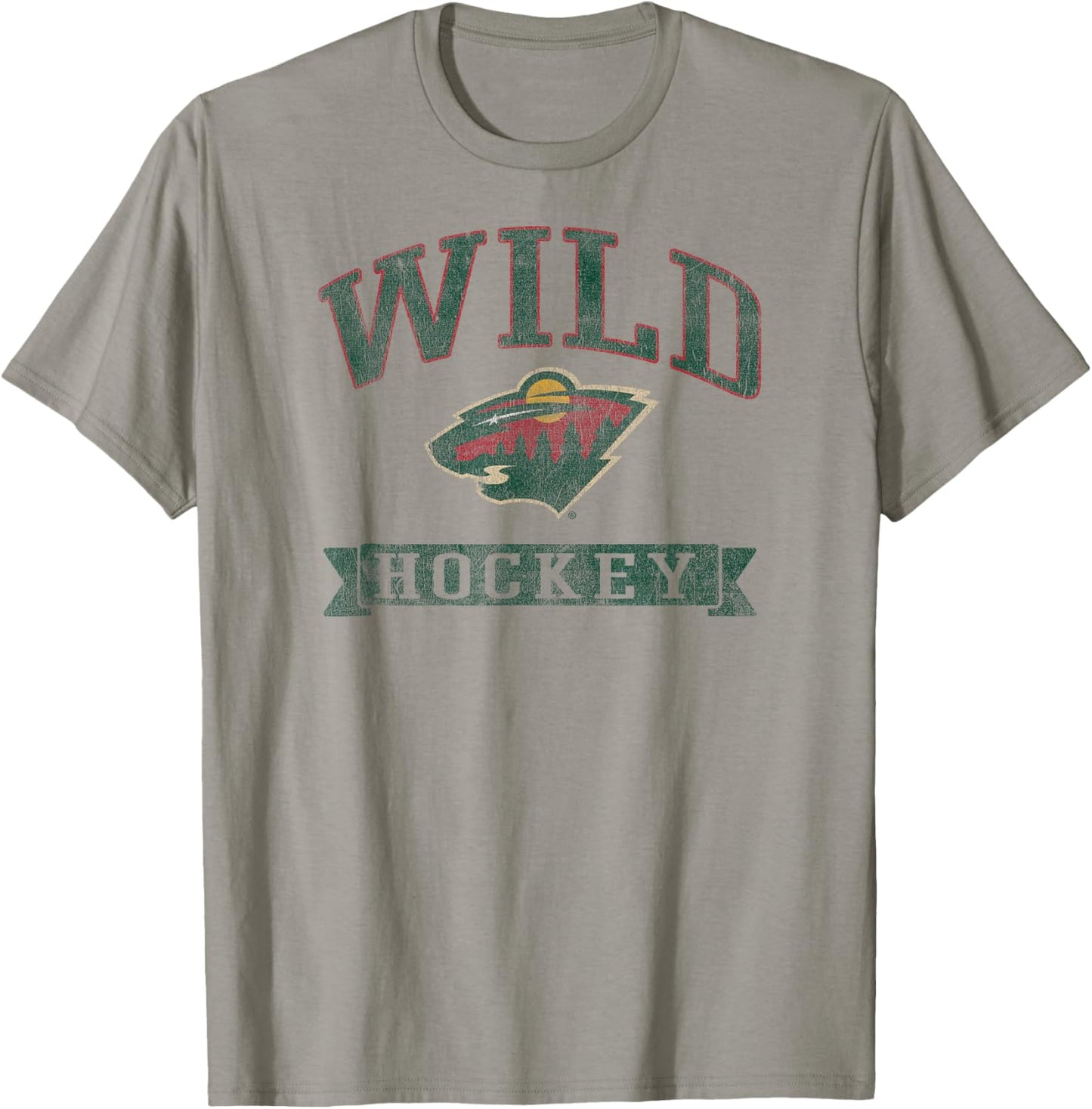 Minnesota Wild Vintage Hockey Gray Officially Licensed T-Shirt - T-Shirt | Sand