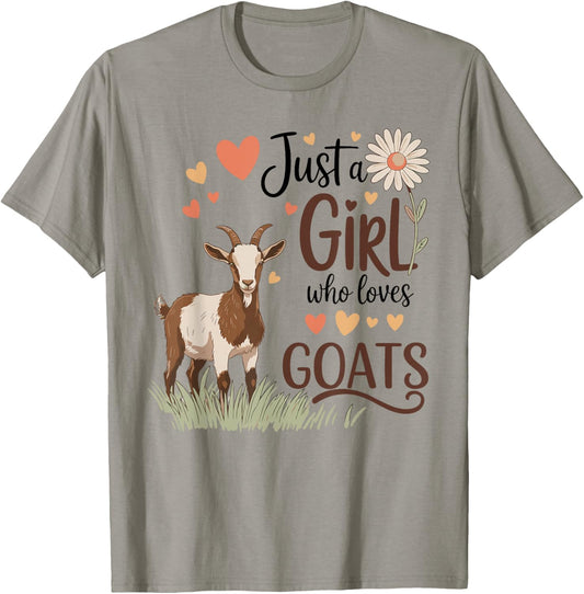 Just a Girl Who Loves Goats Cute for Girls Women T-Shirt - T-Shirt | Sand
