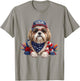 4th of July Shih Tzu American Flag USA Patriotic Dog T-Shirt - T-Shirt | Sand