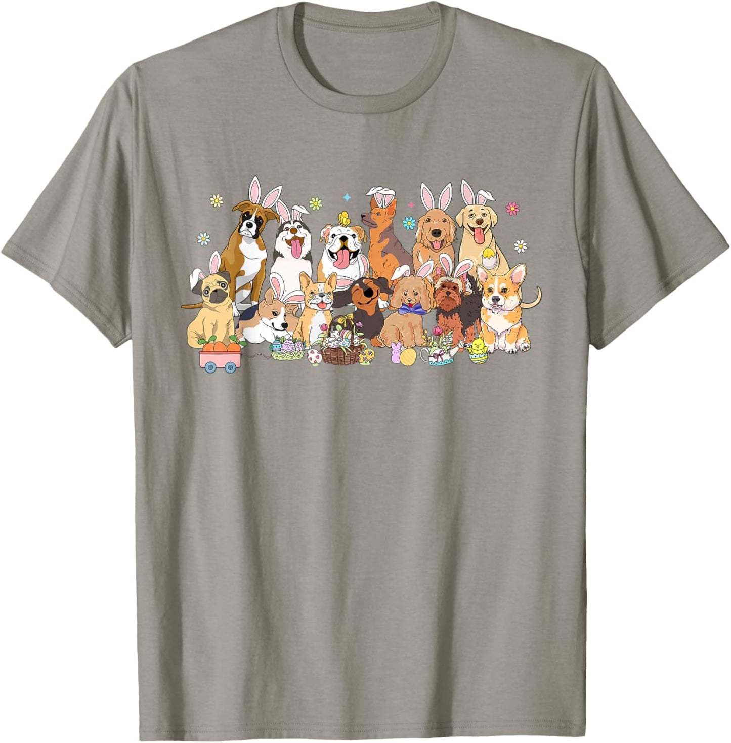 Women Easter Bunny Dog Egg Hunters Dog Lover Dog Mom T-Shirt - T-Shirt | Sand