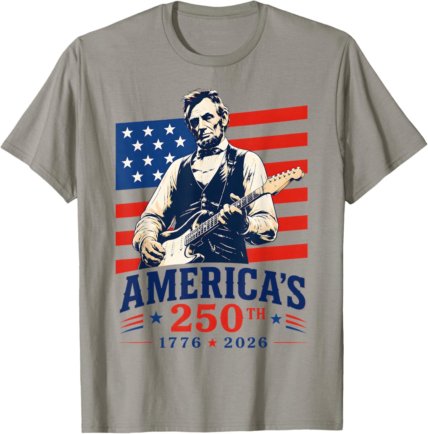 Vintage Abraham Lincoln Abe Lincoln Playing Guitar 250 Years T-Shirt - T-Shirt | Sand