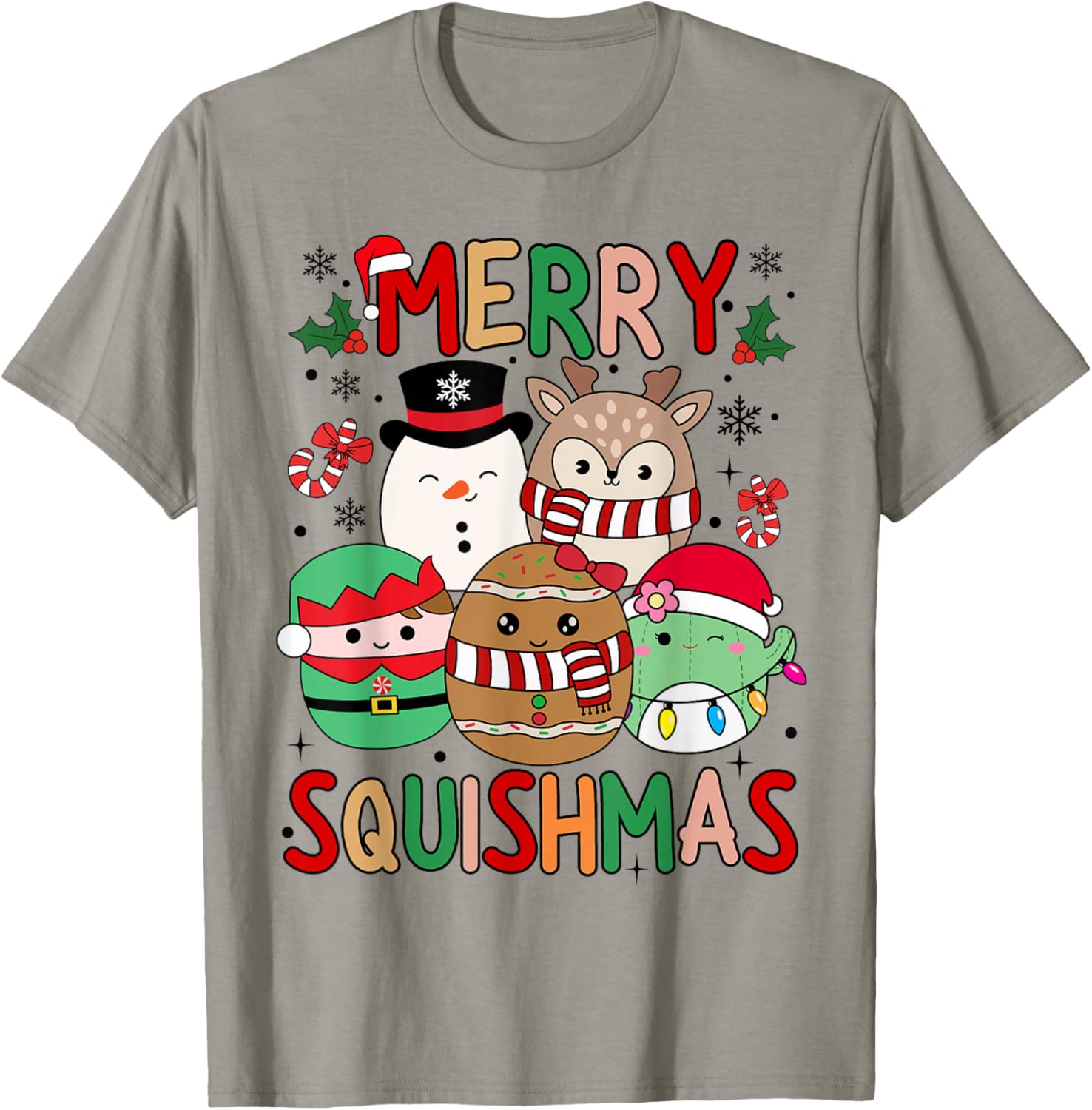 Squish Squad Merry Christmas Gifts Cute for Kids Woman T-Shirt - T-Shirt | Sand