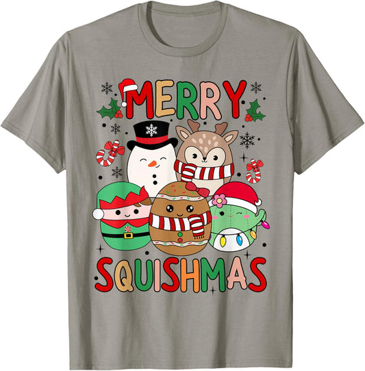 Squish Squad Merry Christmas Gifts Cute for Kids Woman T-Shirt - T-Shirt | Sand