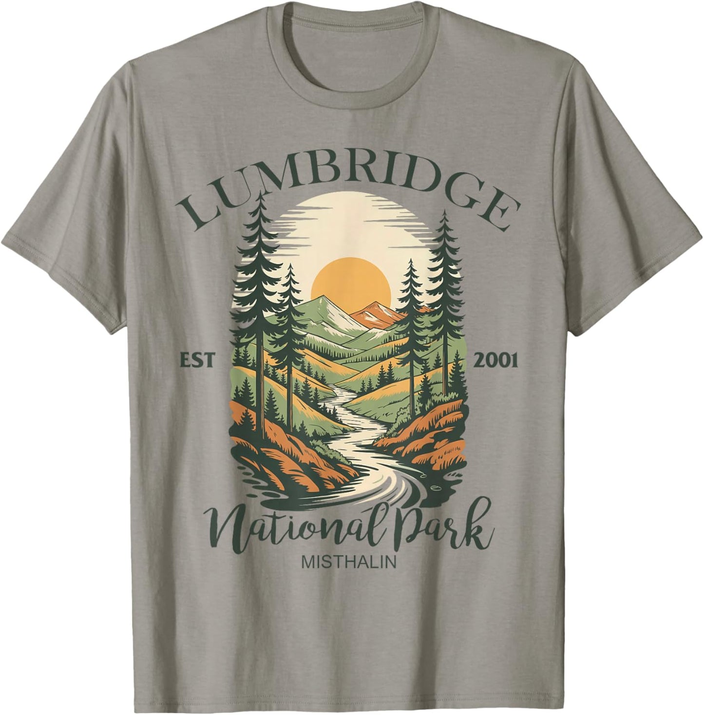 Lumbridge Nature Park Mountain River Retro T-Shirt - T-Shirt | Sand