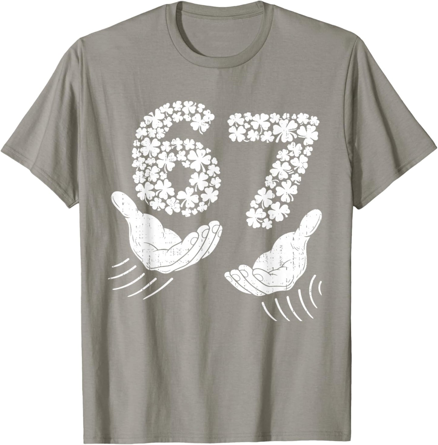 Six Seven 6 7 Shamrock Hand St Patricks Day Saint Patricks T-Shirt - T-Shirt | Sand