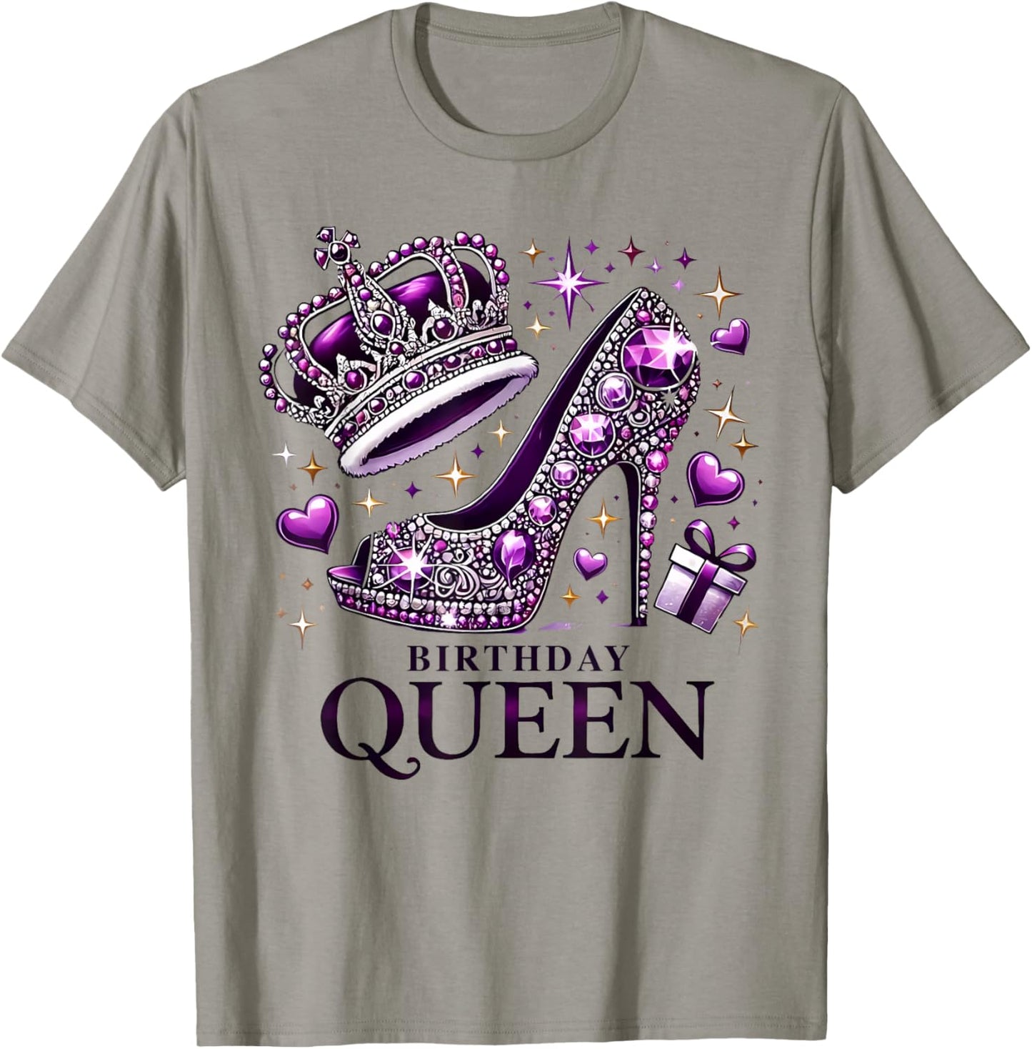 Birthday Queen Crown High Heel Women Girls Birthday Squad T-Shirt - T-Shirt | Sand