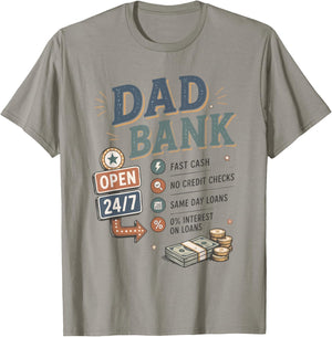 Vintage Retro Dad Bank Fathers Day Funny Bank of Dad Life T-Shirt - T-Shirt | Sand