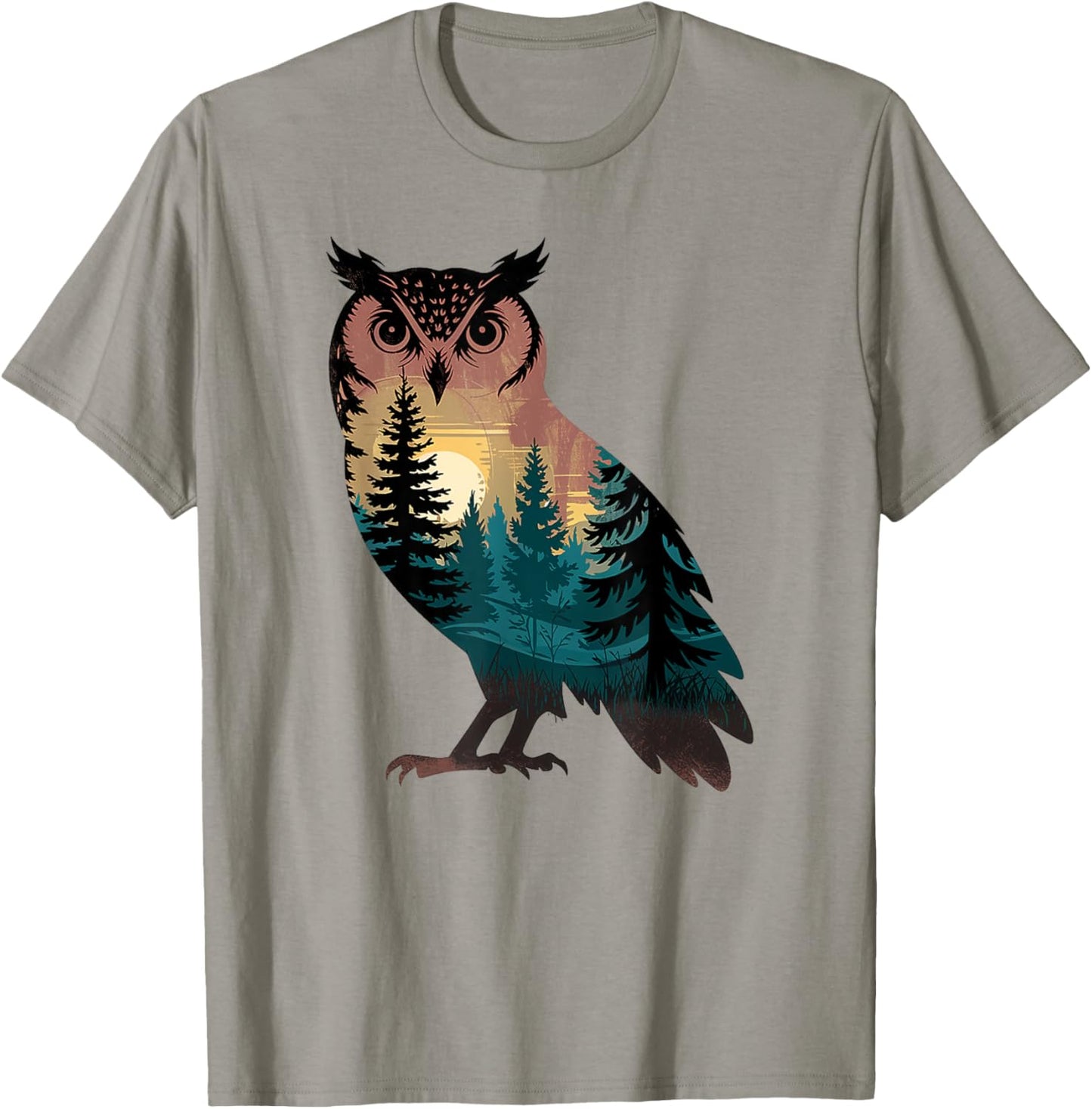 Owl Hunting Hiking Outdoor Camping Forest Men Women Owl T-Shirt - T-Shirt | Sand