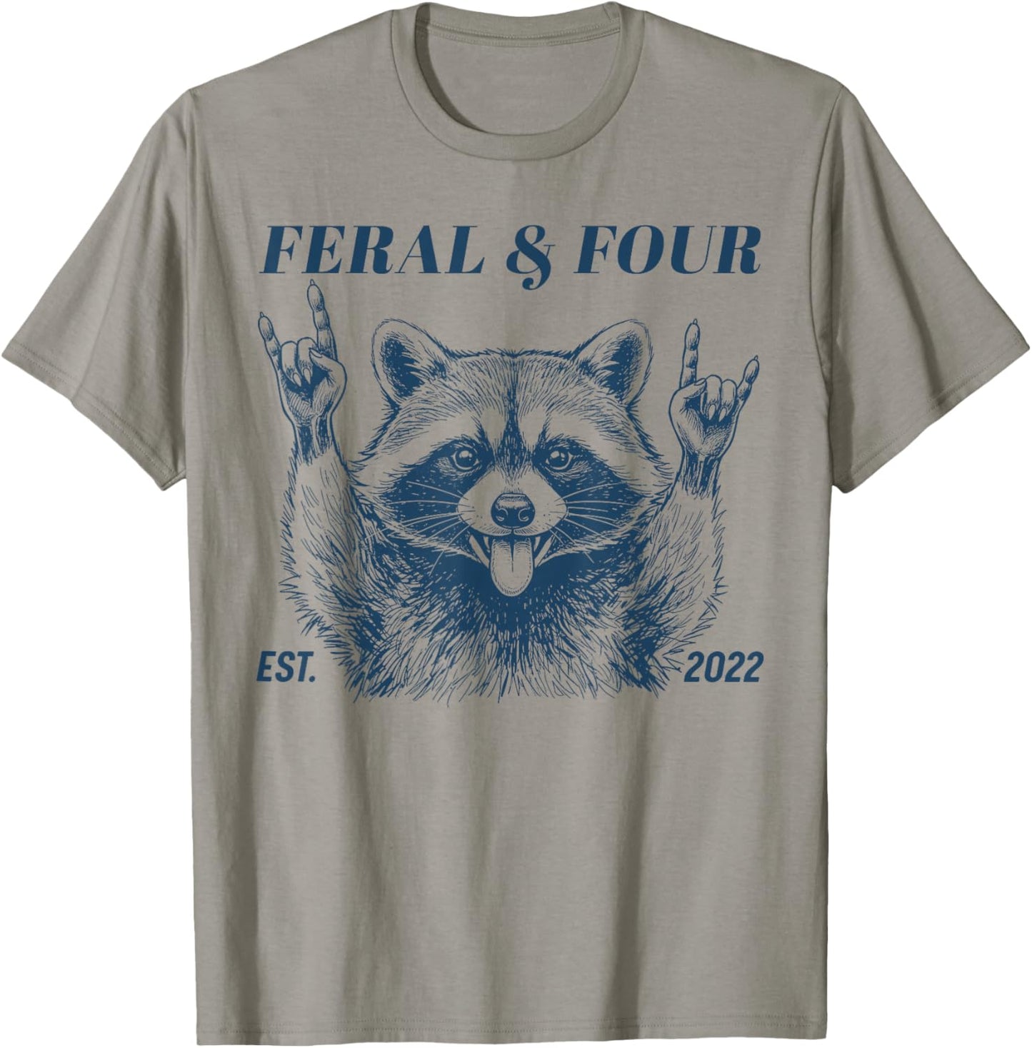 Feral and Four Raccoon Funny 4th Birthday Girls Boys Kids T-Shirt - T-Shirt | Sand