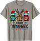 Merry Woofmas Christmas Dog Paws Lights Buffalo Plaid Women T-Shirt - T-Shirt | Sand