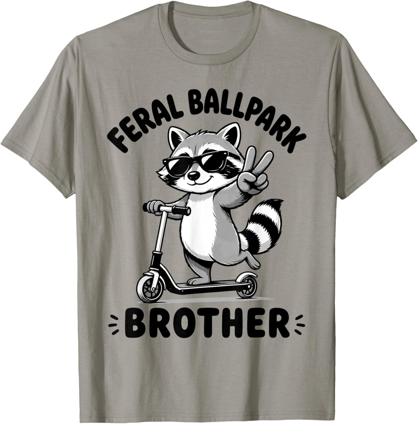 Raccoon and Scooter Feral Ballpark Brother Ballfield Sibling T-Shirt - T-Shirt | Sand