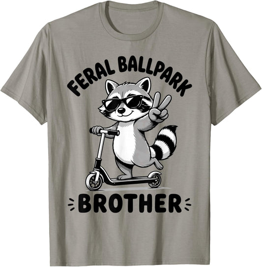 Raccoon and Scooter Feral Ballpark Brother Ballfield Sibling T-Shirt - T-Shirt | Sand