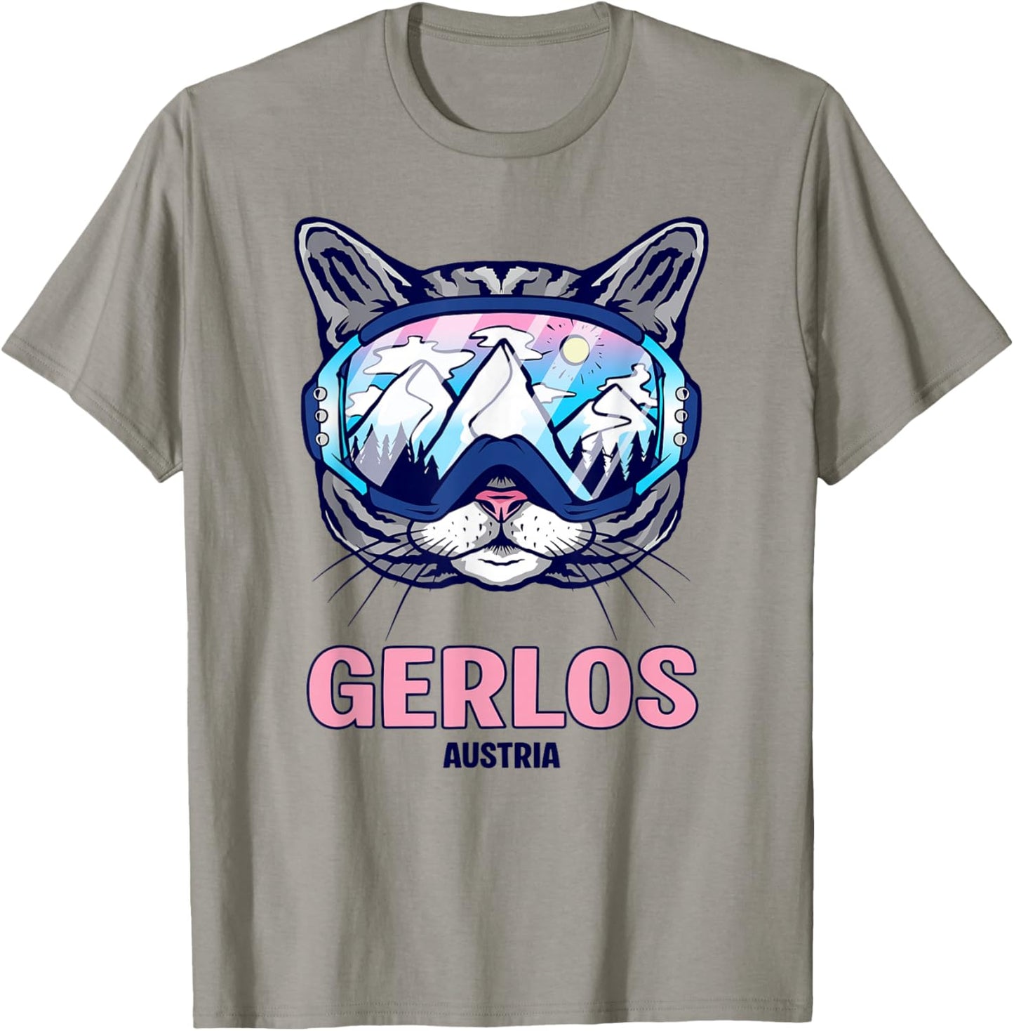 Gerlos Cat Ski Goggles Mountain Panorama T-Shirt - T-Shirt | Sand