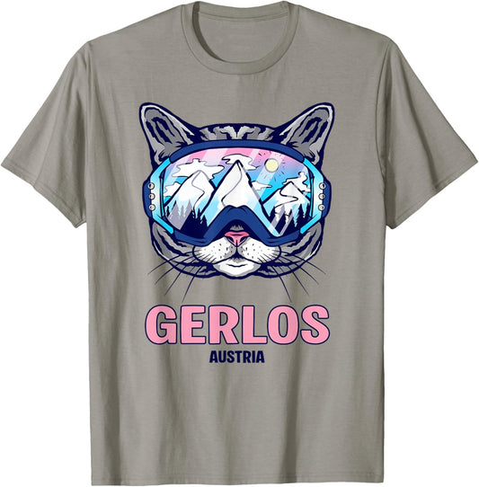 Gerlos Cat Ski Goggles Mountain Panorama T-Shirt - T-Shirt | Sand
