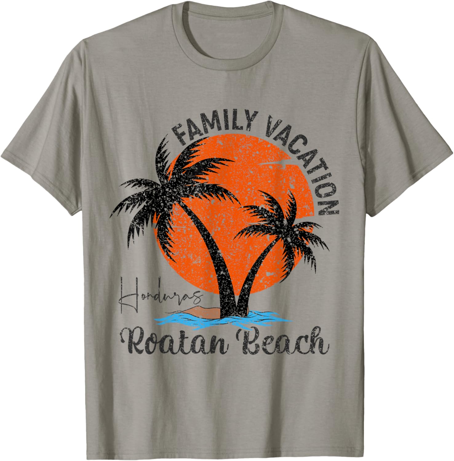 Vintage Family Vacation Palm Trees Roatan Honduras Beach T-Shirt - T-Shirt | Sand