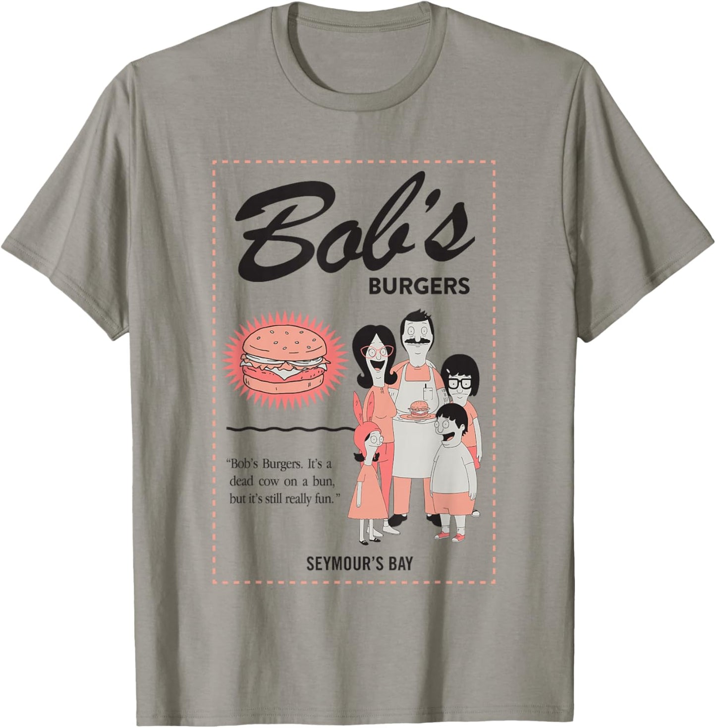 Bob's Burgers Retro Burger Quote Seymour's Bay T-Shirt - T-Shirt | Sand