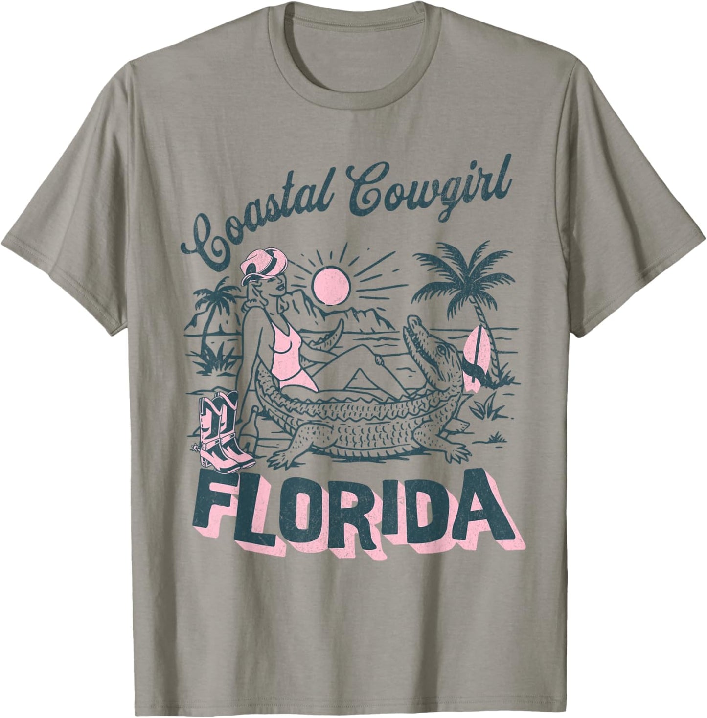 Coastal Cowgirl Beach Palm Surf Club Florida T-Shirt - T-Shirt | Sand