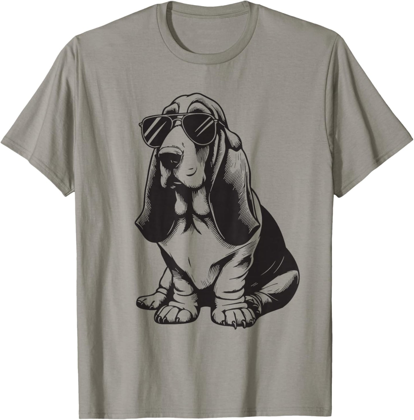 Dog Basset Fun with Sunglasses T-Shirt - T-Shirt | Sand