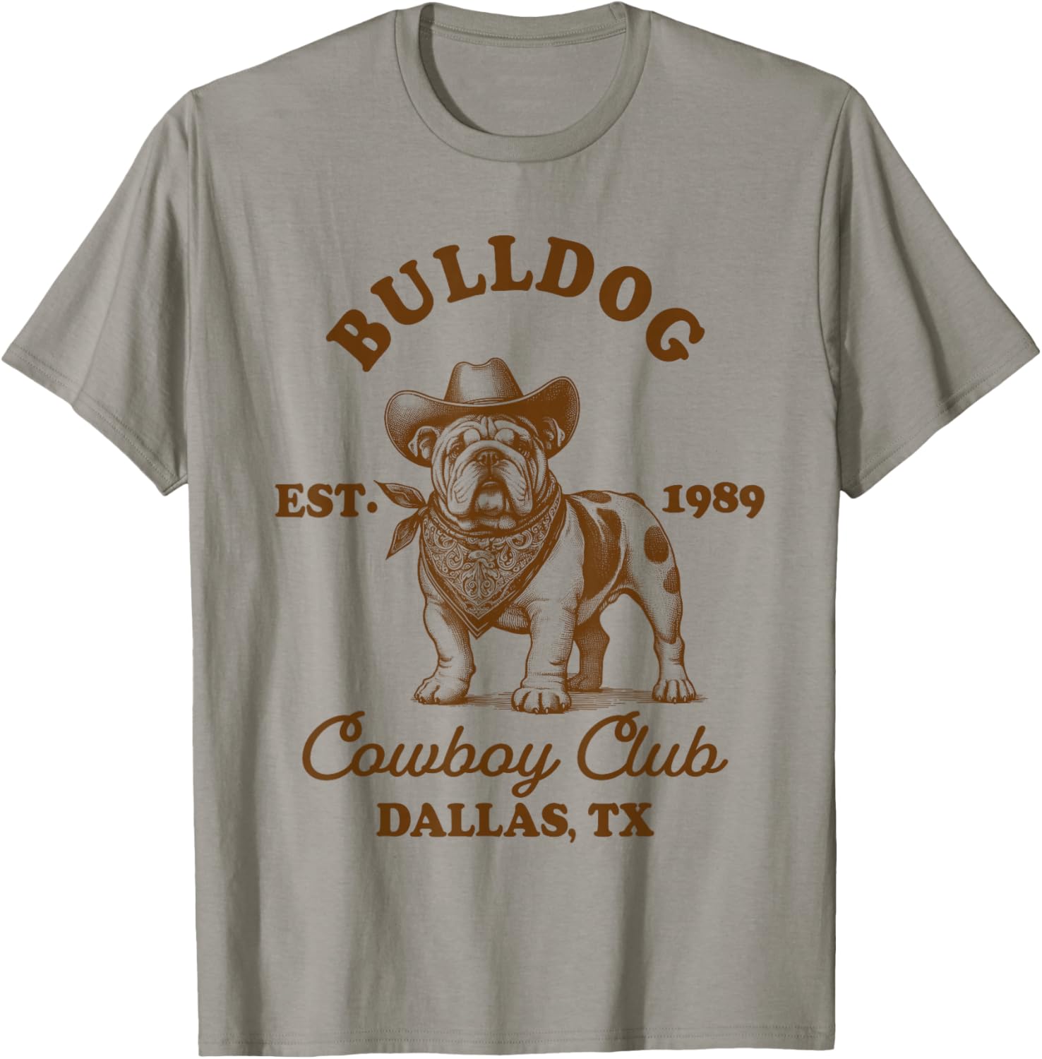 English Bulldog Mom Western Howdy Bulldog Cowboys Club T-Shirt - T-Shirt | Sand