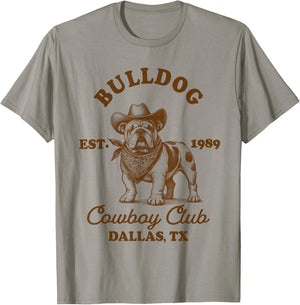 English Bulldog Mom Western Howdy Bulldog Cowboys Club T-Shirt - T-Shirt | Sand