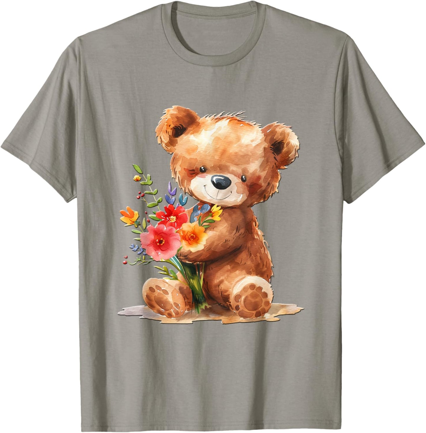 Baby Bear with Flowers Cute Lil Bears snugglebear Daughter T-Shirt - T-Shirt | Sand