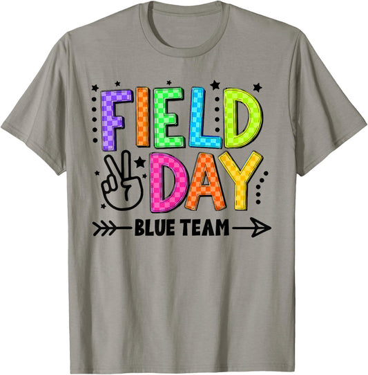 Field Day Blue Team Funny for Teacher Kids Field Day Games T-Shirt - T-Shirt | Sand