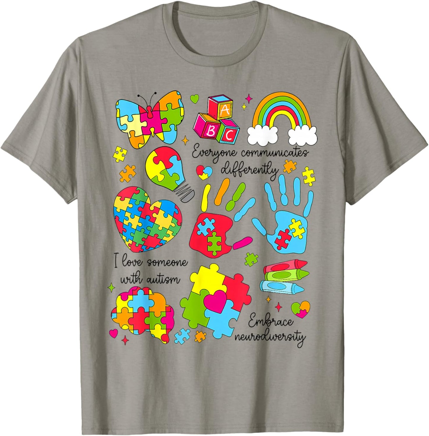 Everyone Communicates Differently Special Education Autism T-Shirt - T-Shirt | Sand