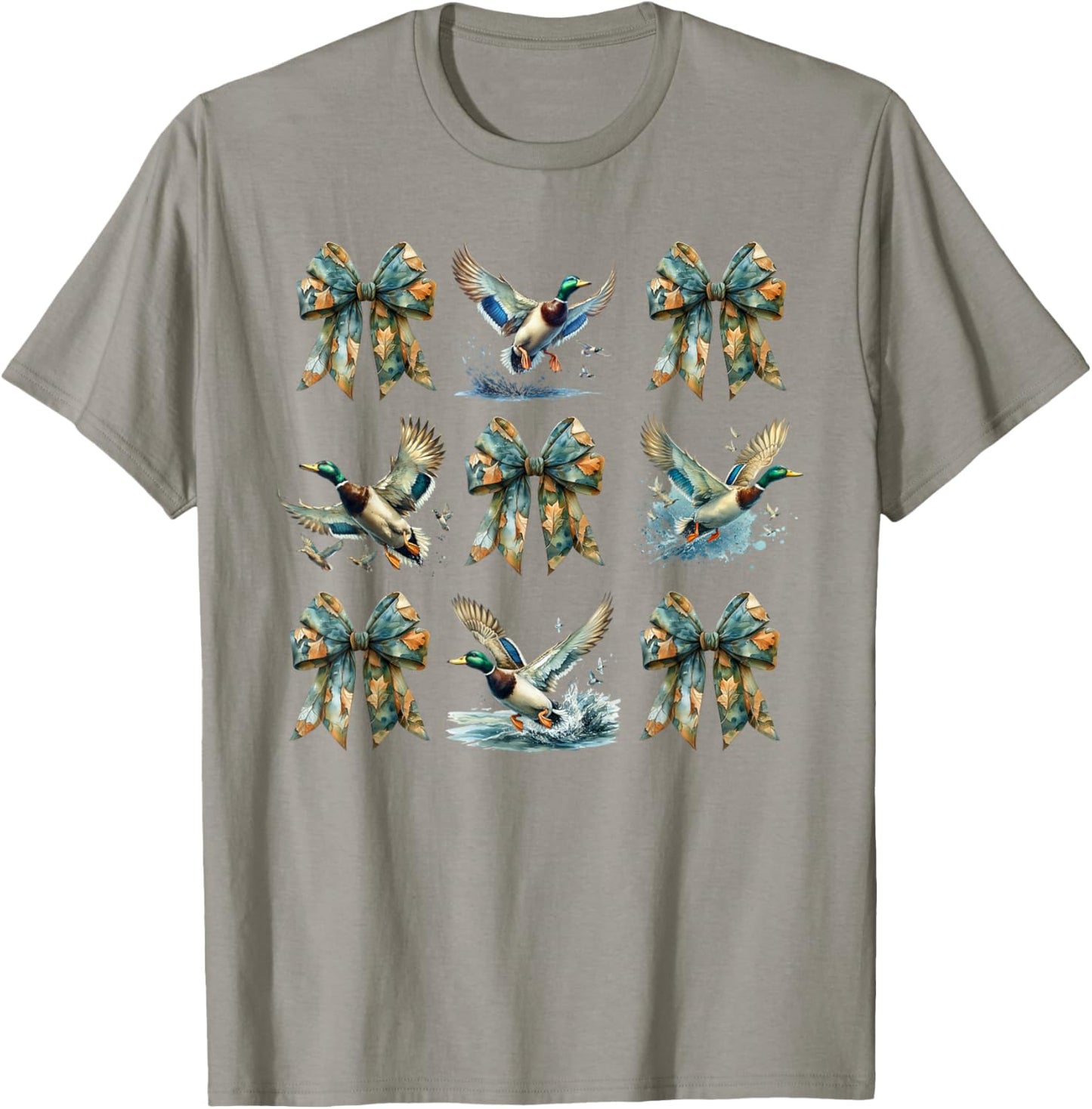 Camouflage Coquette Bow and Mallard Duck Hunting Design T-Shirt - T-Shirt | Sand