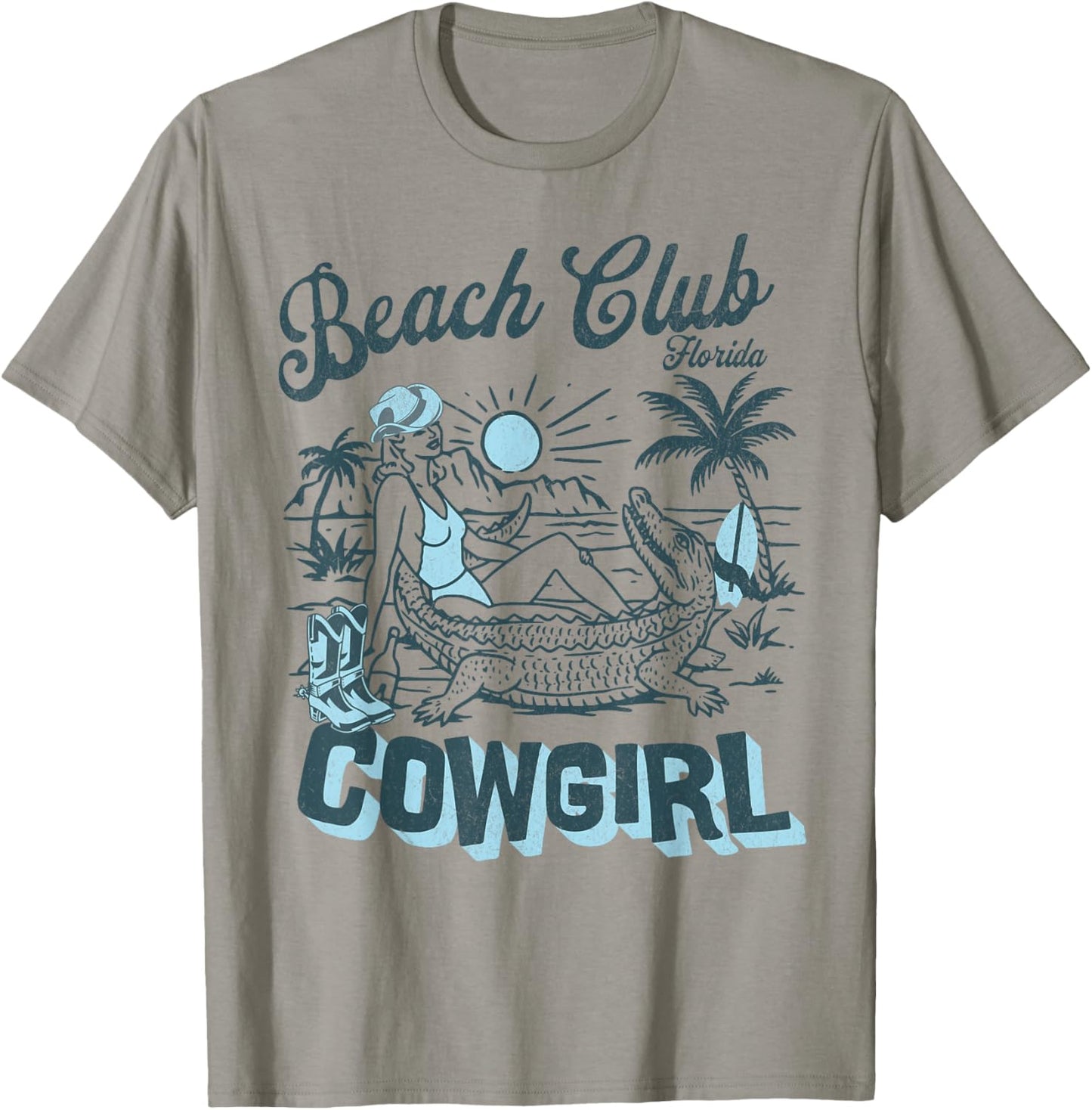 Coastal Cowgirl Palm Surf Beach Club Florida T-Shirt - T-Shirt | Sand