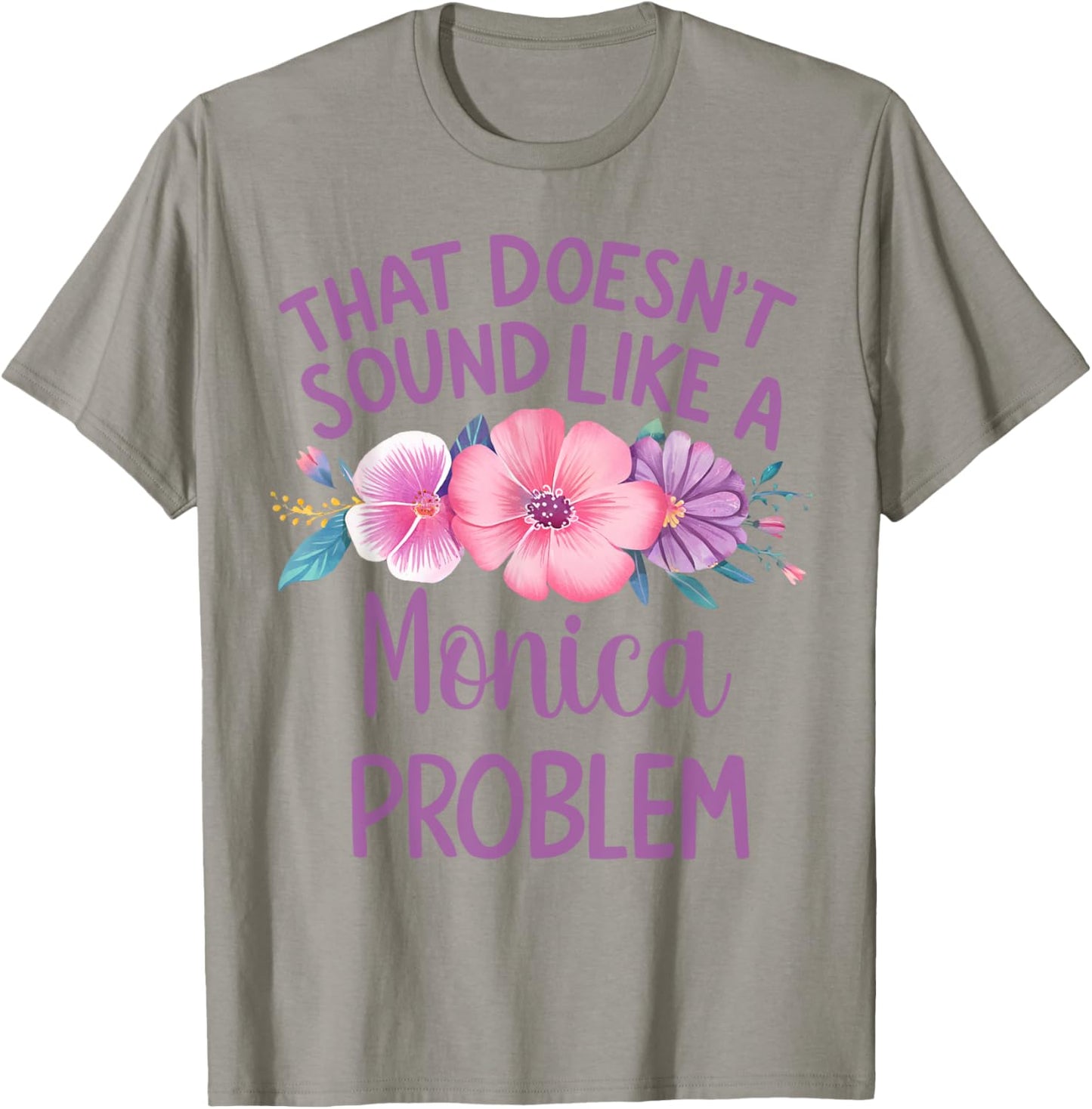 Monica Personalized Cute Flower Girls Monica Name T-Shirt - T-Shirt | Sand