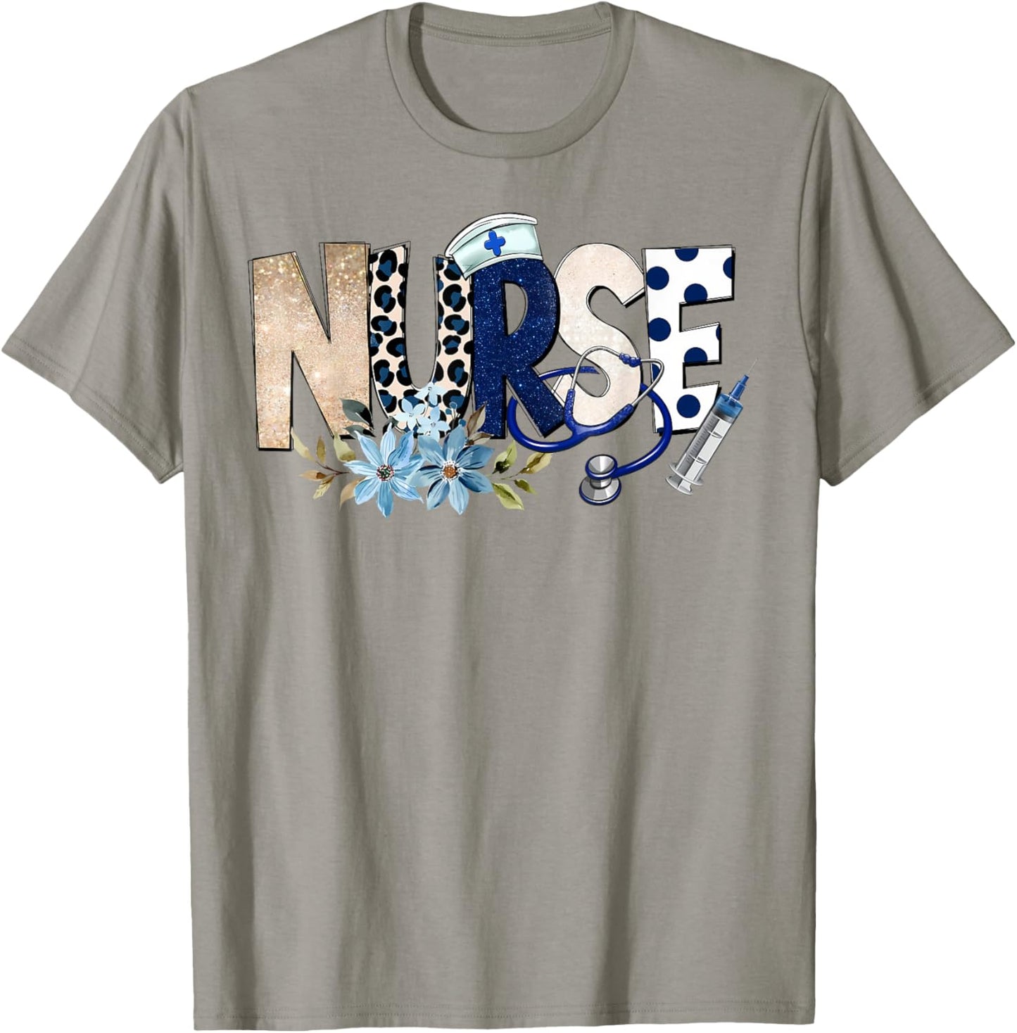 Nurse Life Floral Flowers T-Shirt - T-Shirt | Sand