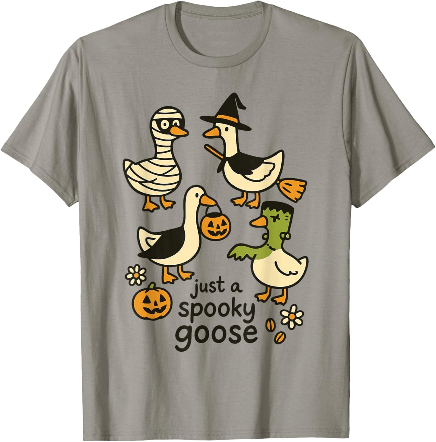 Just A Spooky Goose Funny Halloween Cartoon T-Shirt - T-Shirt | Sand
