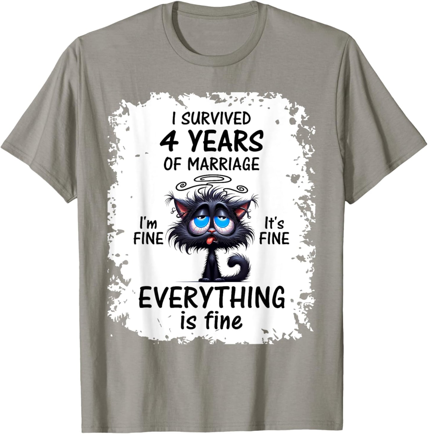 Linen Wedding I Survived 4 Years Of Marriage T-Shirt - T-Shirt | Sand