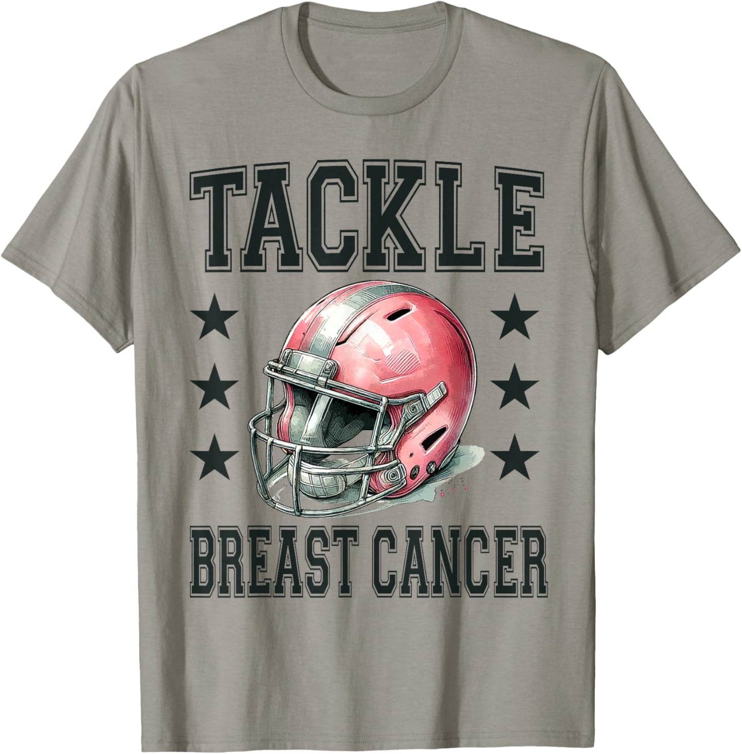 Tackle Breast Cancer Pink Football Helmet Awareness Design T-Shirt - T-Shirt | Sand