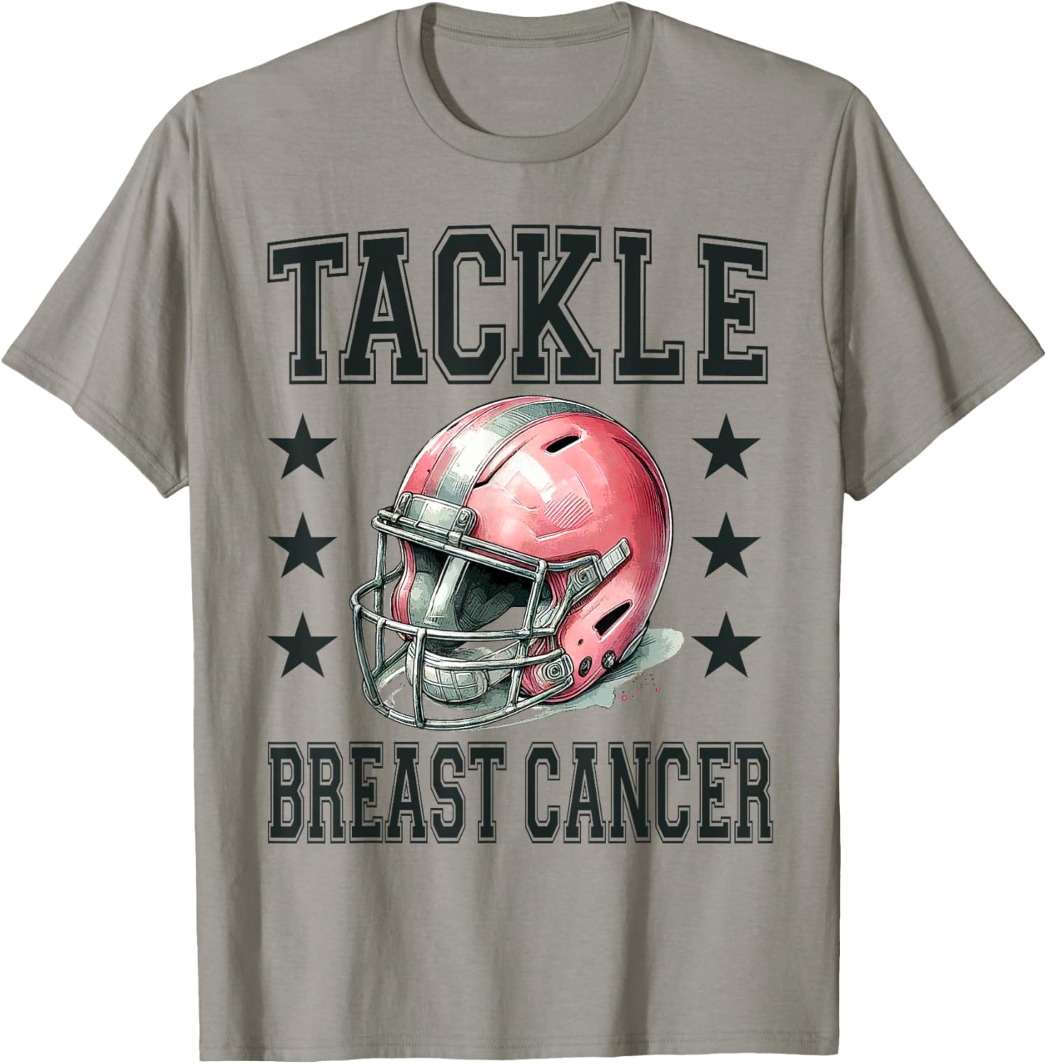 Tackle Breast Cancer Pink Football Helmet Awareness Design T-Shirt - T-Shirt | Sand
