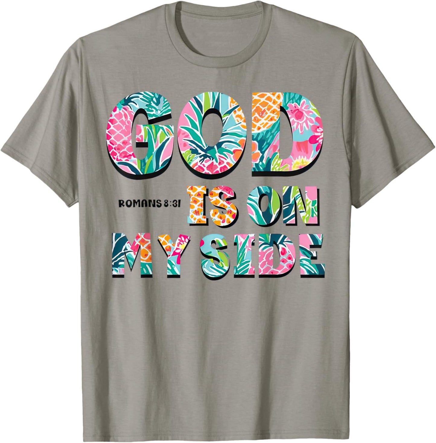 God is on my side Tropical Christian Message T-Shirt - T-Shirt | Sand